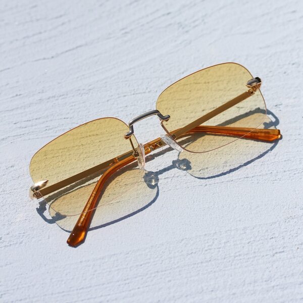 

Rimless Square Frame Sunglasses, Yellow