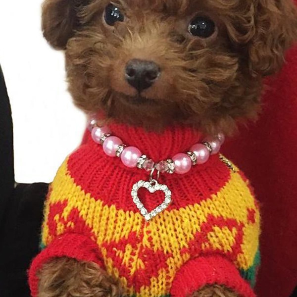 

1pc Heart Pendant Dog Necklace, Pink