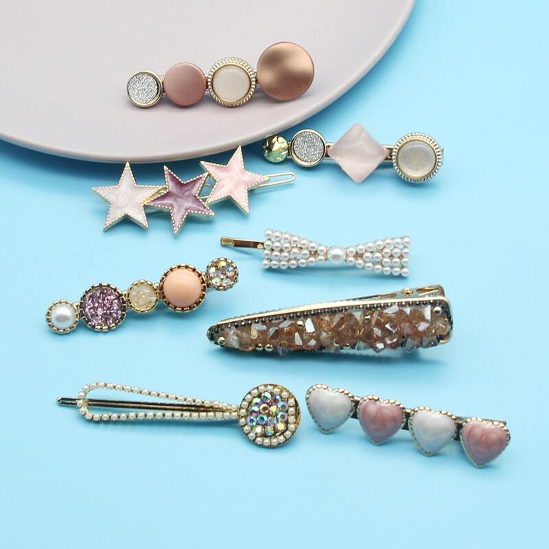 

8pcs Glitter Hair Clip, Multicolor