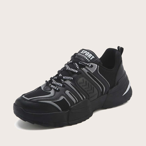 

Men Lace-up Front Wide Fit Chunky Sneakers, Black
