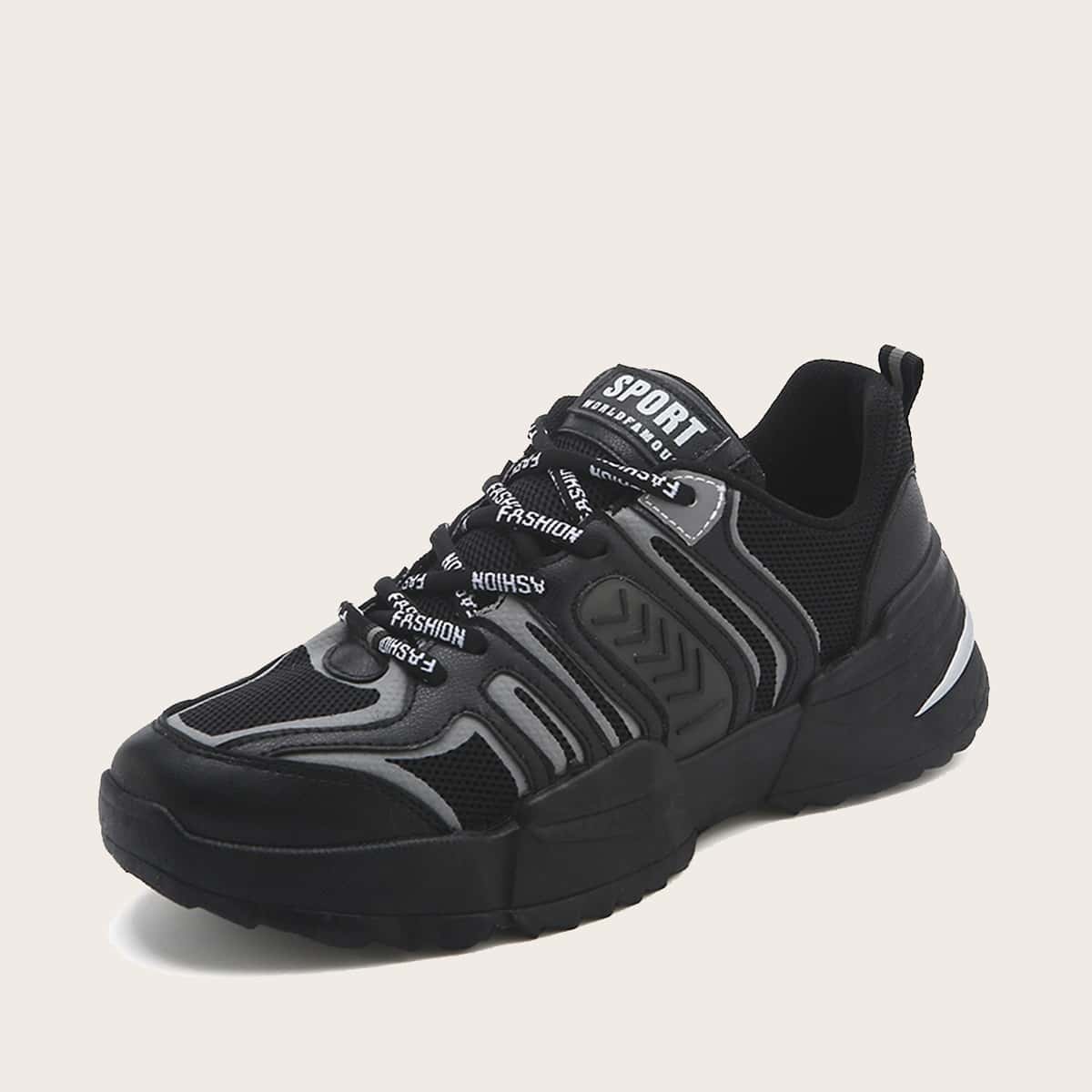 

Guys Lace-up Front Wide Fit Chunky Sneakers, Black