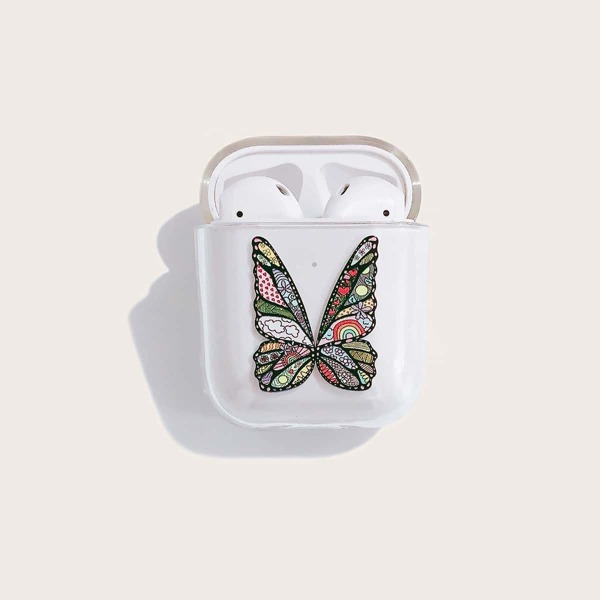 

1pc Butterfly Print Clear AirPods Case