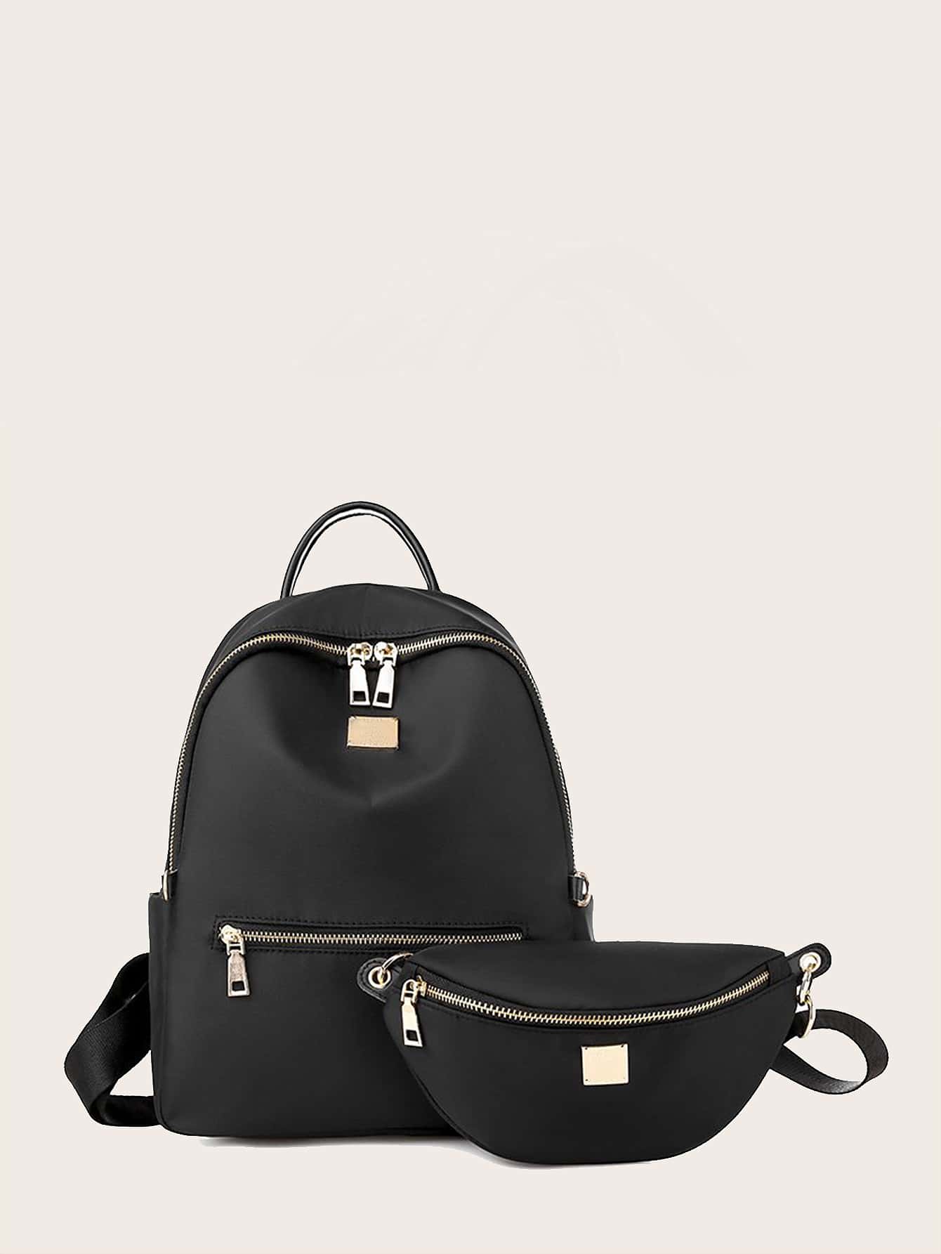 2pcs Curved Top Backpack With Fanny Pack thumbnail