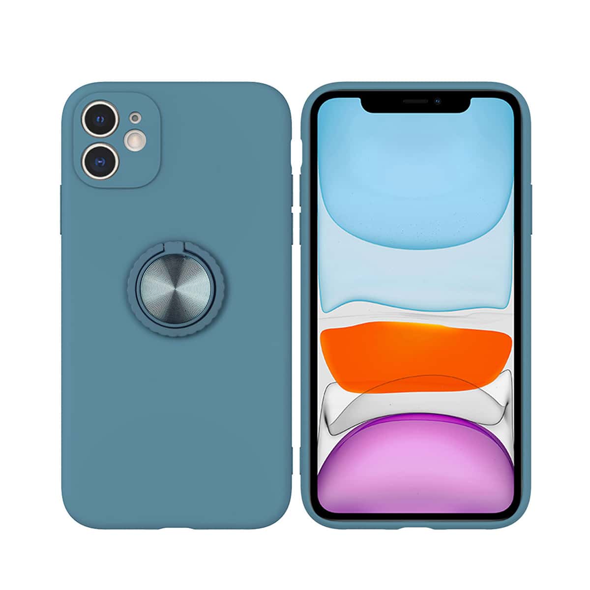 

Solid Ring Holder iPhone Case, Dusty blue