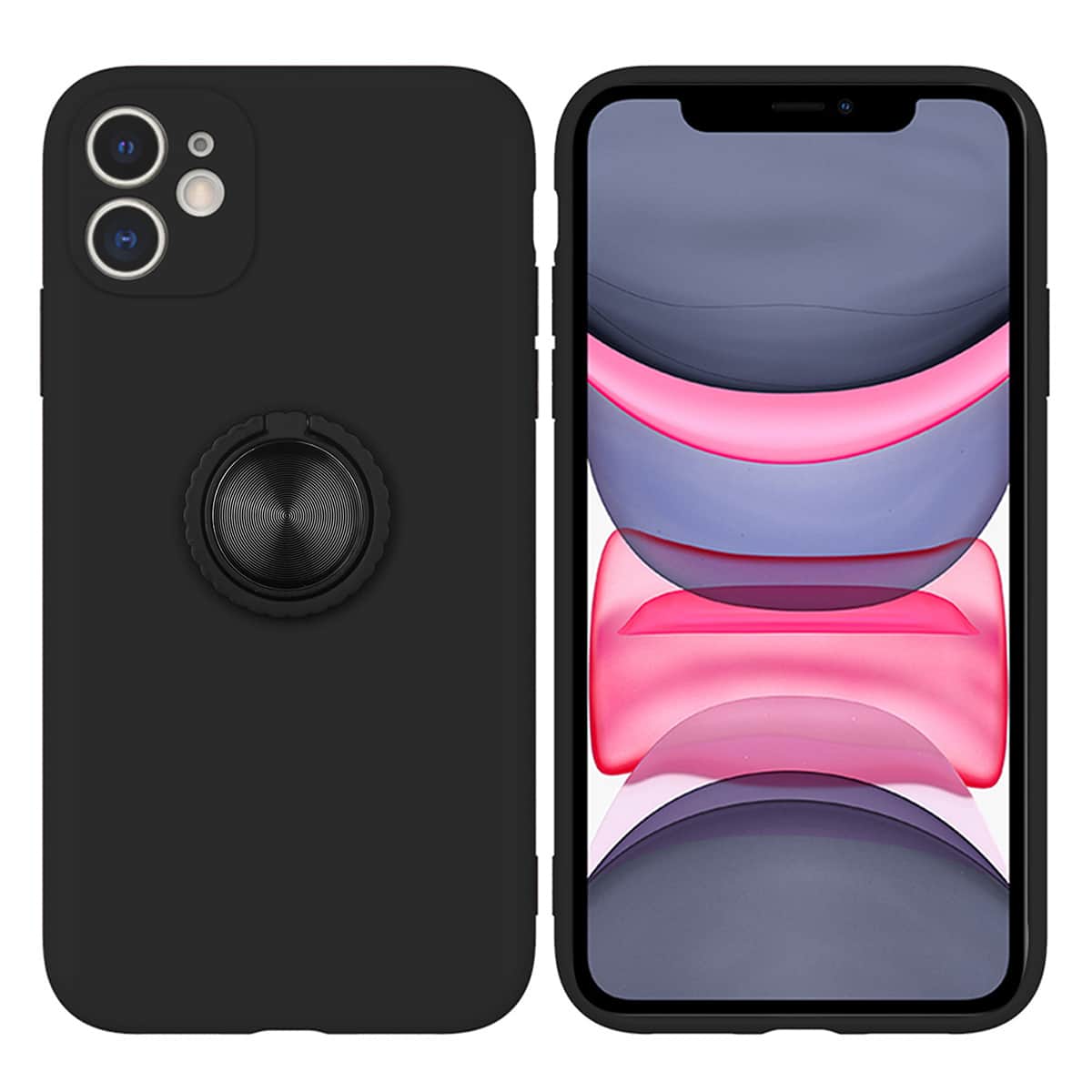 

Solid Ring Holder iPhone Case, Black