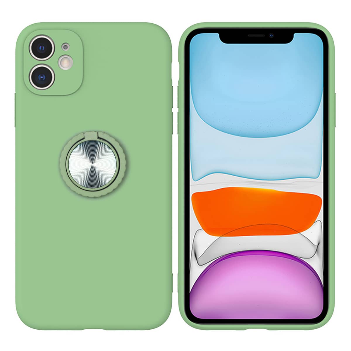

Solid Ring Holder iPhone Case, Pastel mint green
