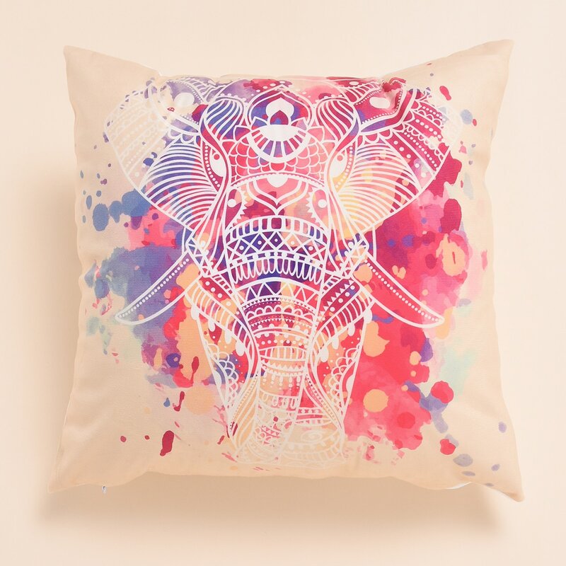 

Elephant Print Cushion Cover Without Filler, Multicolor