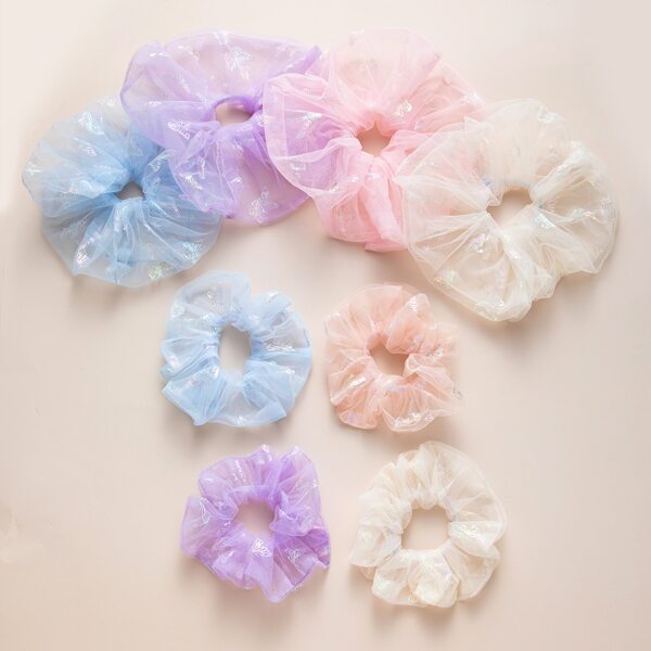 

8pcs Colorful Mesh Scrunchie, Multicolor