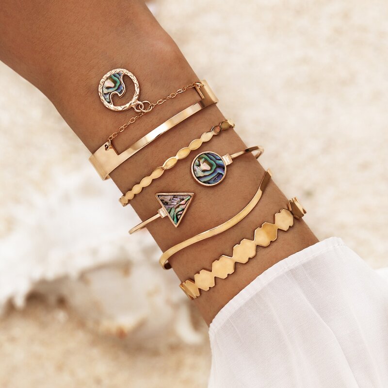

5pcs Geo Decor Bracelet, Gold