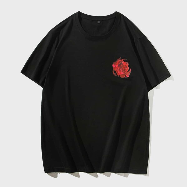 

Men Floral Print Tee, Black