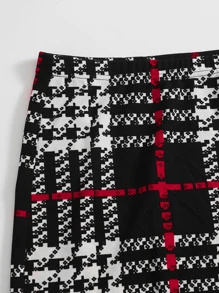 SHEIN Plus Split Hem Plaid Skirt