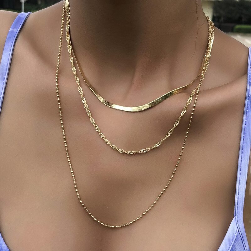 

Beaded Layered Necklace, Gold
