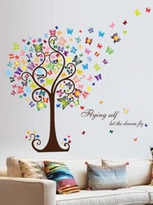 兒童蝴蝶圖案墻面貼紙 - 彩色 - 查看 1