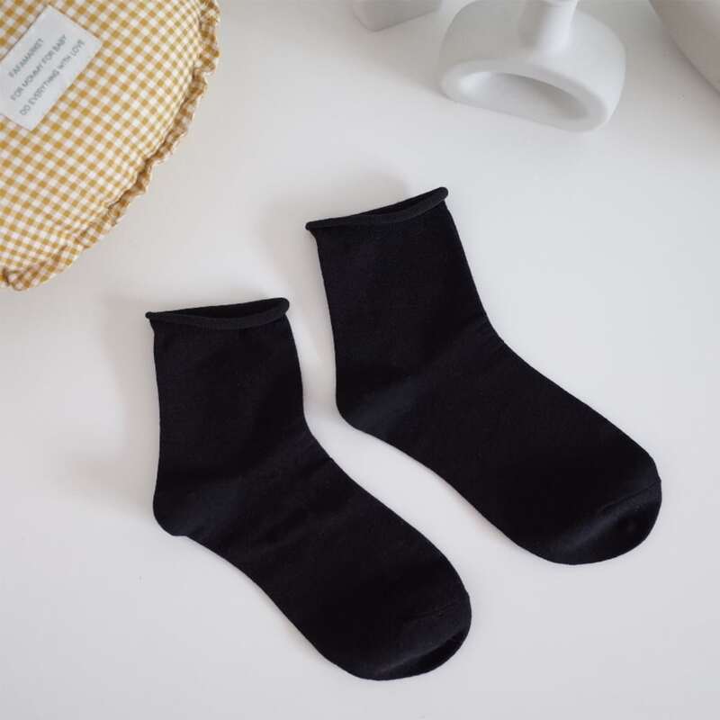 

1pair Solid Socks, Black
