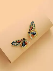 Bông tai bướm trang trí rhinestone - Nhiều màu - Xem 1