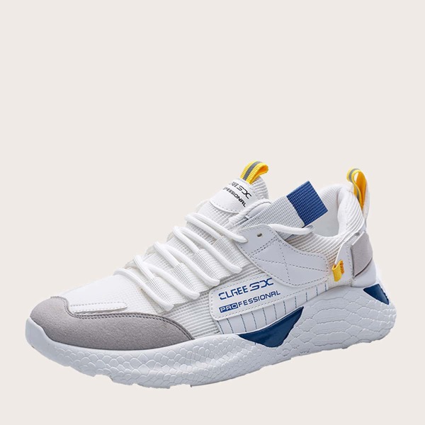 

Men Lace-up Decor Wide Fit Sneakers, Multicolor