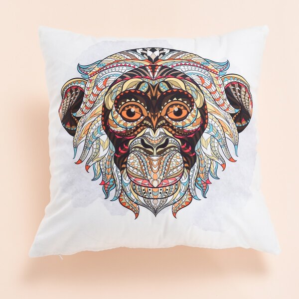 

Monkey Print Cushion Cover Without Filler, Multicolor