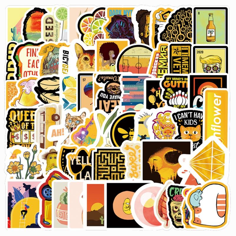 

66pcs Cartoon Yellow Sticker, Multicolor