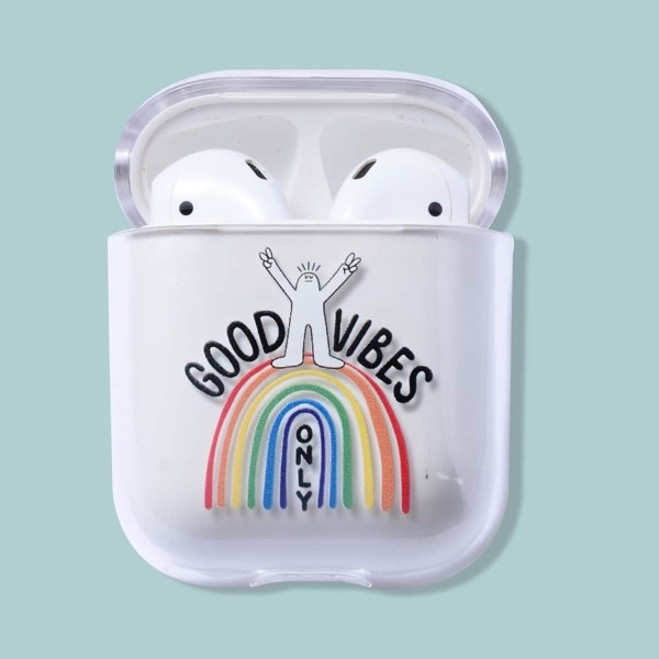 

1pc Rainbow Pattern AirPods Case, Clear