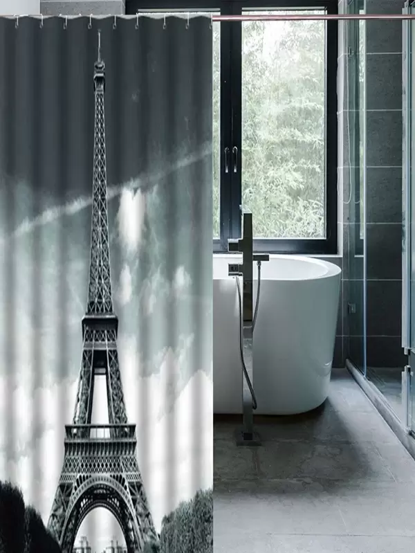 France Tour Eiffel impression étanche salle de bains Rideau de douche avec 12 crochets France Tour Eiffel impression étanche salle de bains Rideau de douche avec 12 crochets