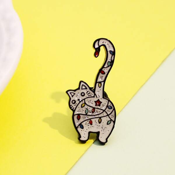 

Cat Design Brooch, Multicolor
