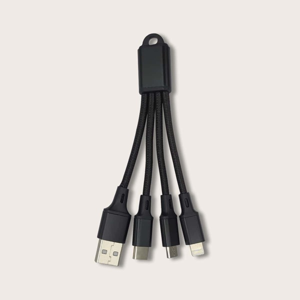 

1pc Portable 3 In 1 Phone Data Cable, Black