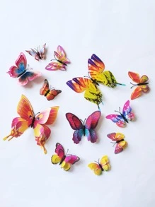 12入組3D蝴蝶墻面貼紙