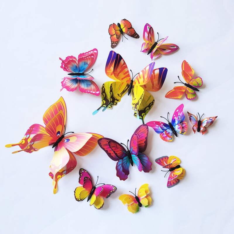 

12pcs 3D Butterfly Wall Sticker, Multicolor