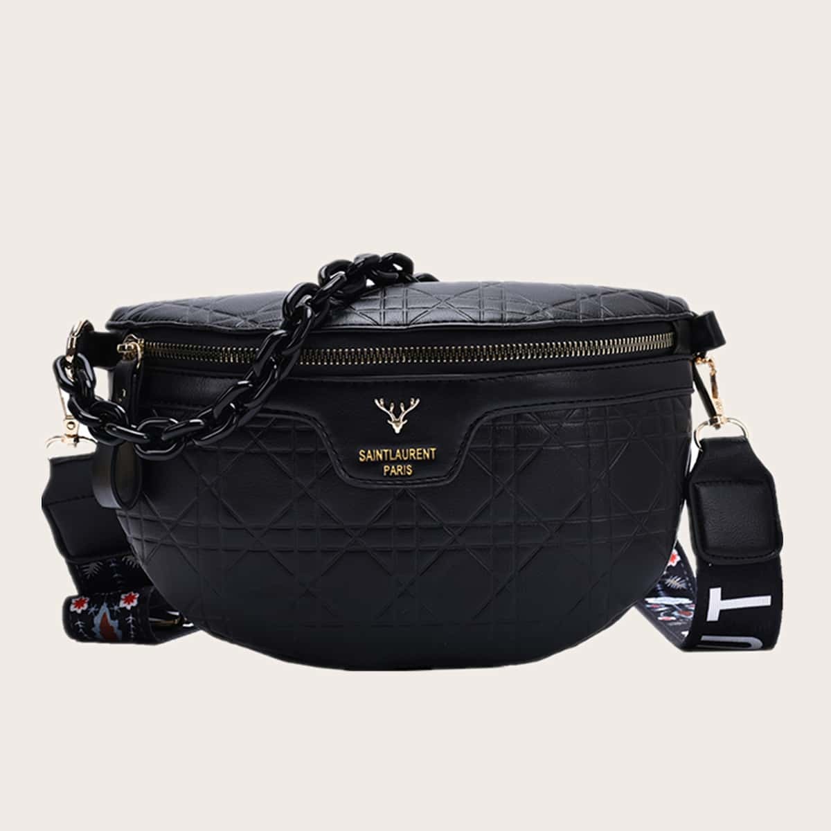 

Deer Decor Textured Fanny Pack, Black