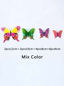 12入組3D蝴蝶牆貼彩色蝴蝶貼紙裝飾 - 彩色 - 查看 2