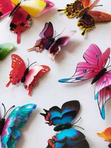 12入組3D蝴蝶牆貼彩色蝴蝶貼紙裝飾 - 彩色 - 查看 4