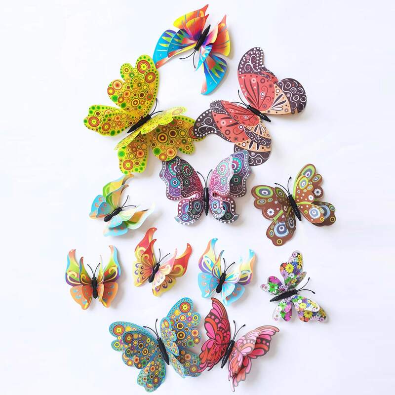 

12pcs 3D Butterfly Wall Sticker, Multicolor