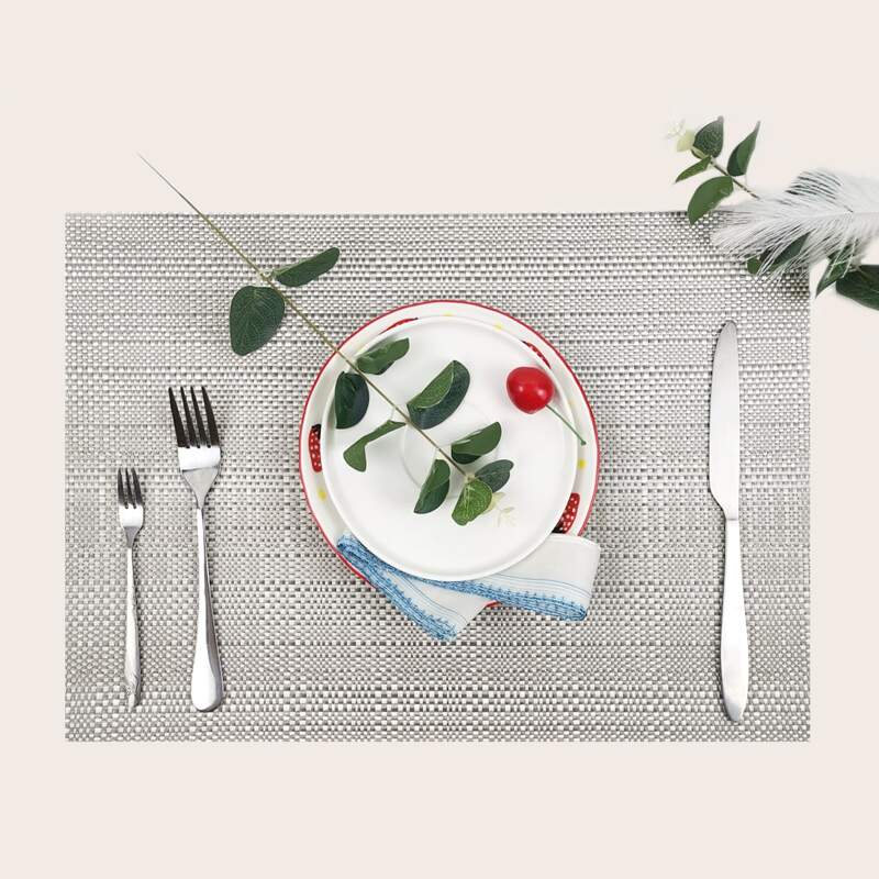 

1pc Plain Plastic Placemat, Light grey