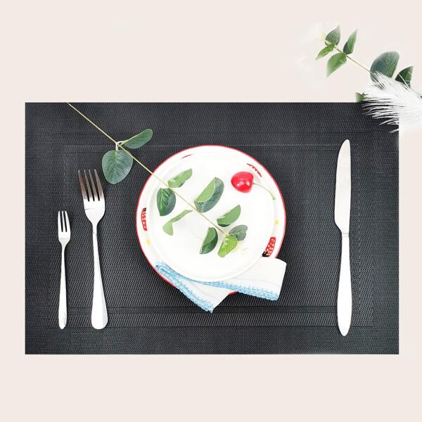 

1pc Plain Plastic Placemat, Black