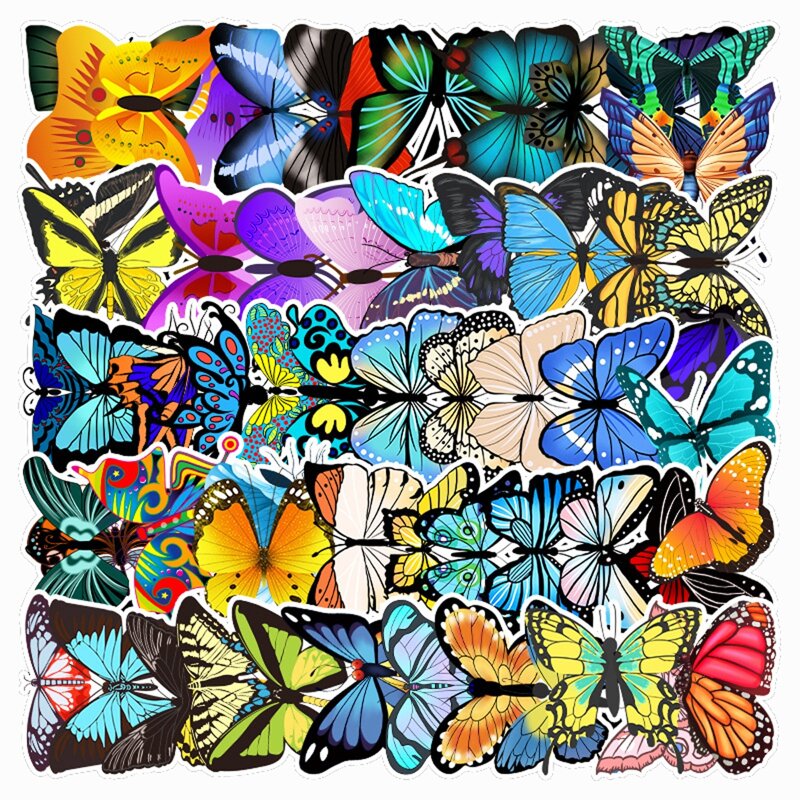 

58pcs Butterfly Sticker, Multicolor