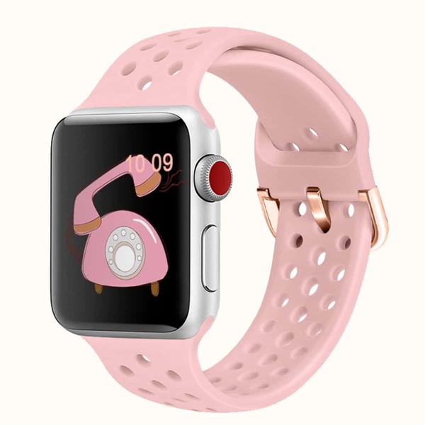 

1pc Solid Silicone iWatch Band, Pink