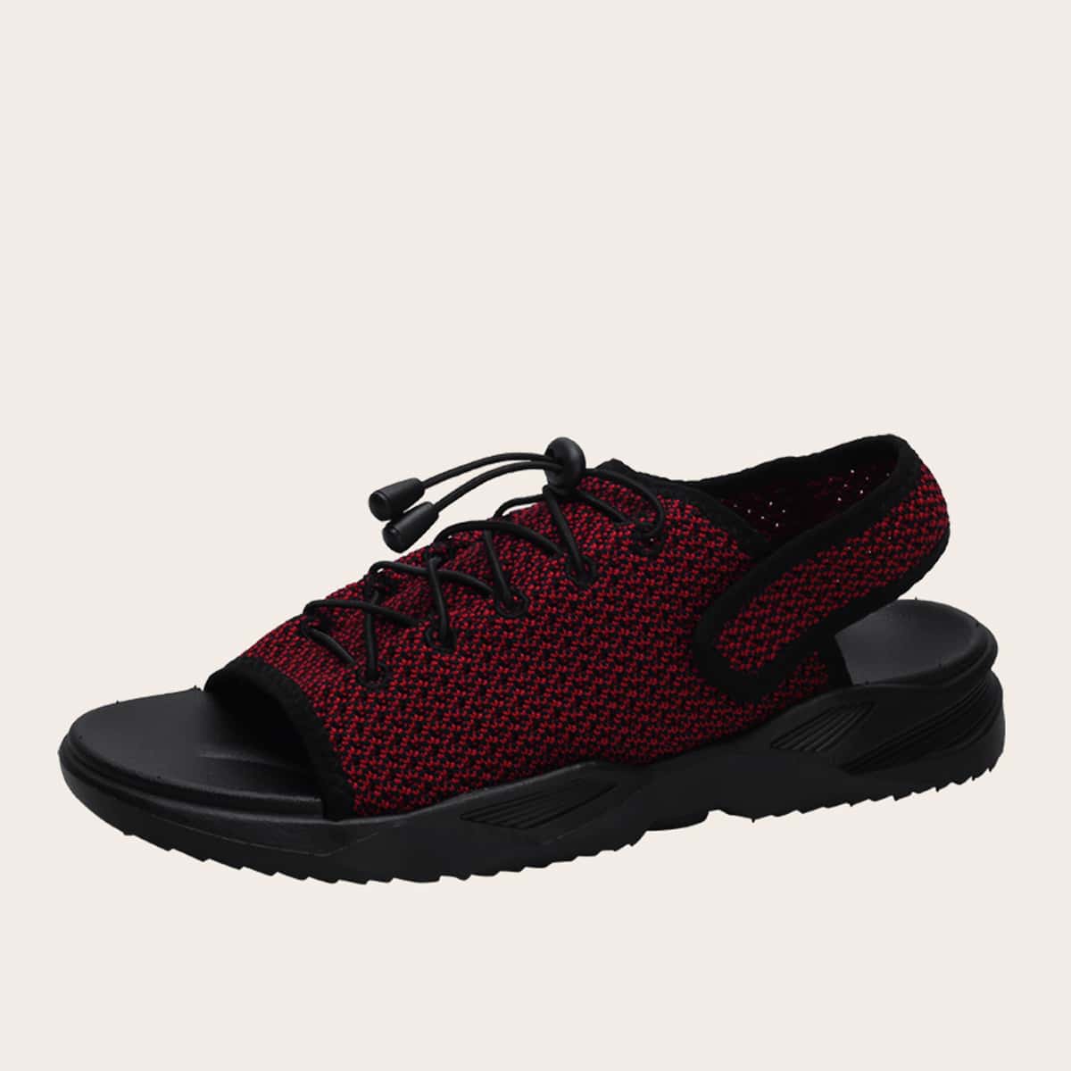 

Guys Open Toe Lace-up Decor Slingback Sandals, Red