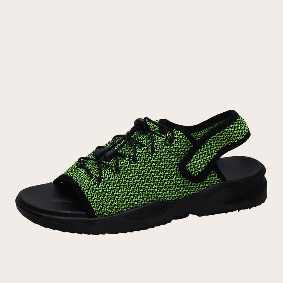 

Guys Open Toe Lace-up Decor Slingback Sandals, Green
