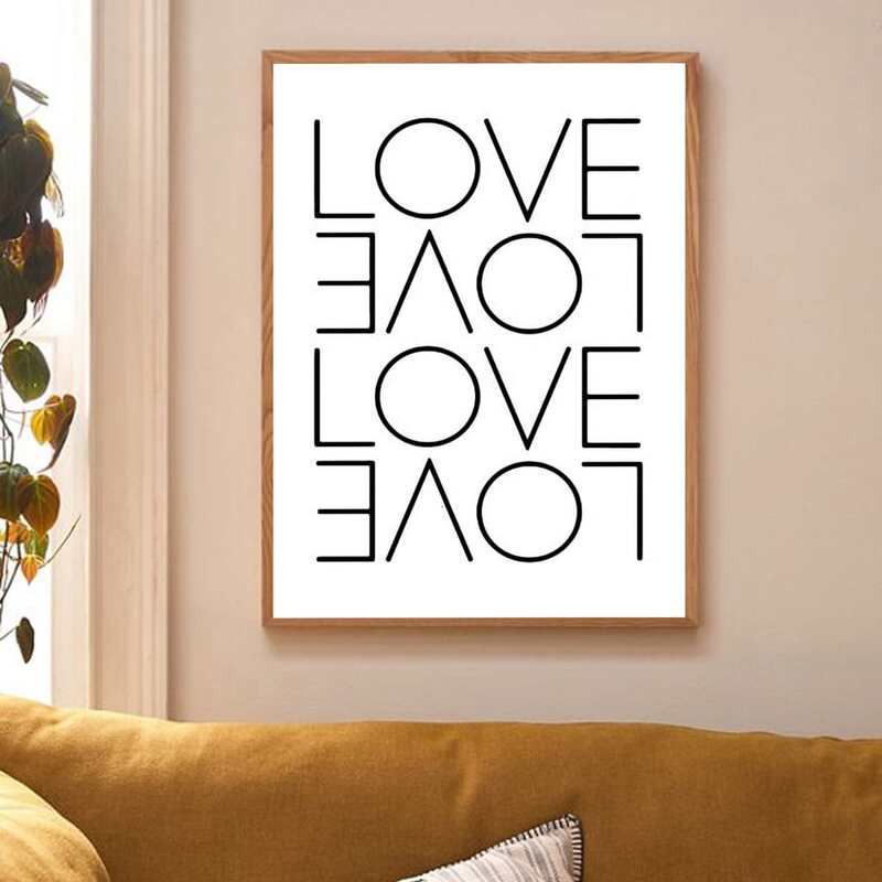 

Letter Graphic Wall Painting Without Frame, White