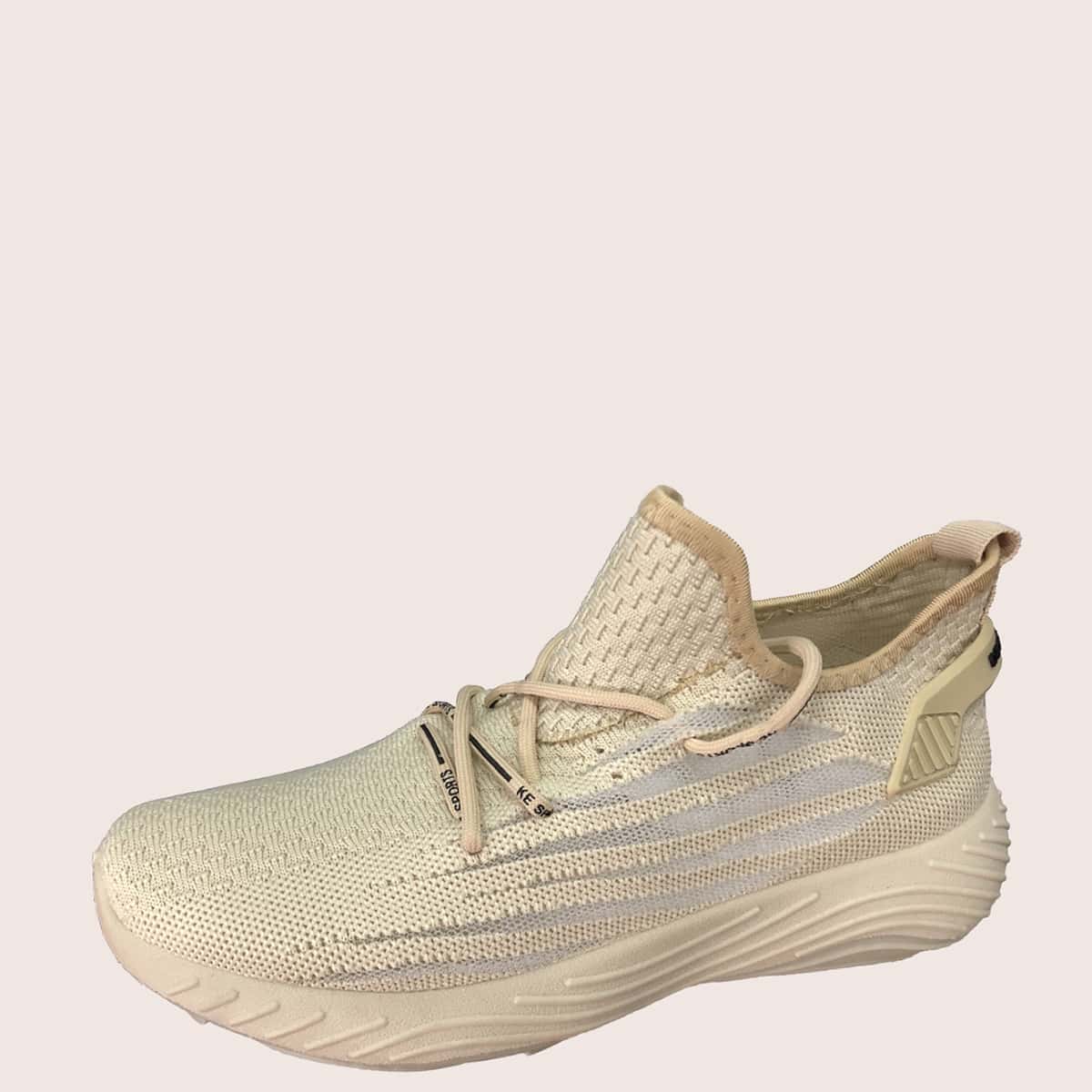

Guys Lace-up Decor Wide Fit Sneakers, Beige
