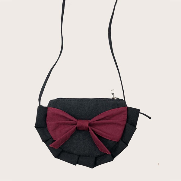 

Girls Bow Decor Ruched Crossbody Bag, Black