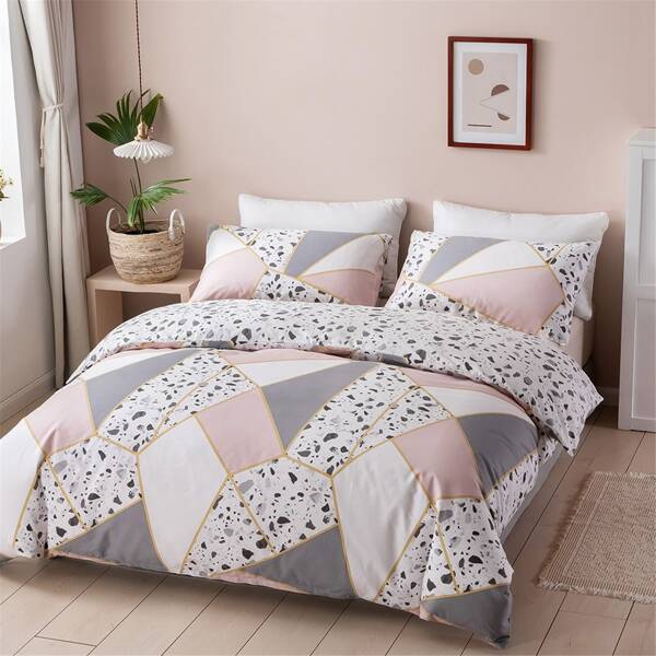 

Geometric Pattern Bedding Set Without Filler, Multicolor