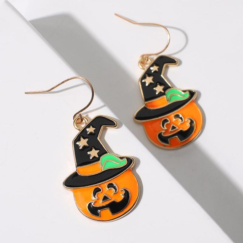 

Halloween Pumpkin Drop Earrings, Orange