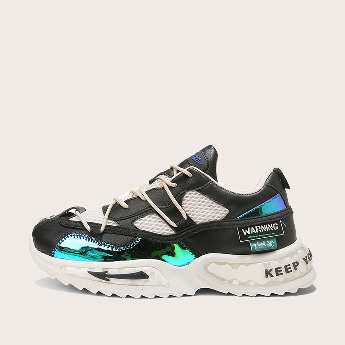 

Guys Lace-up Front Wide Fit Chunky Sneakers, Black