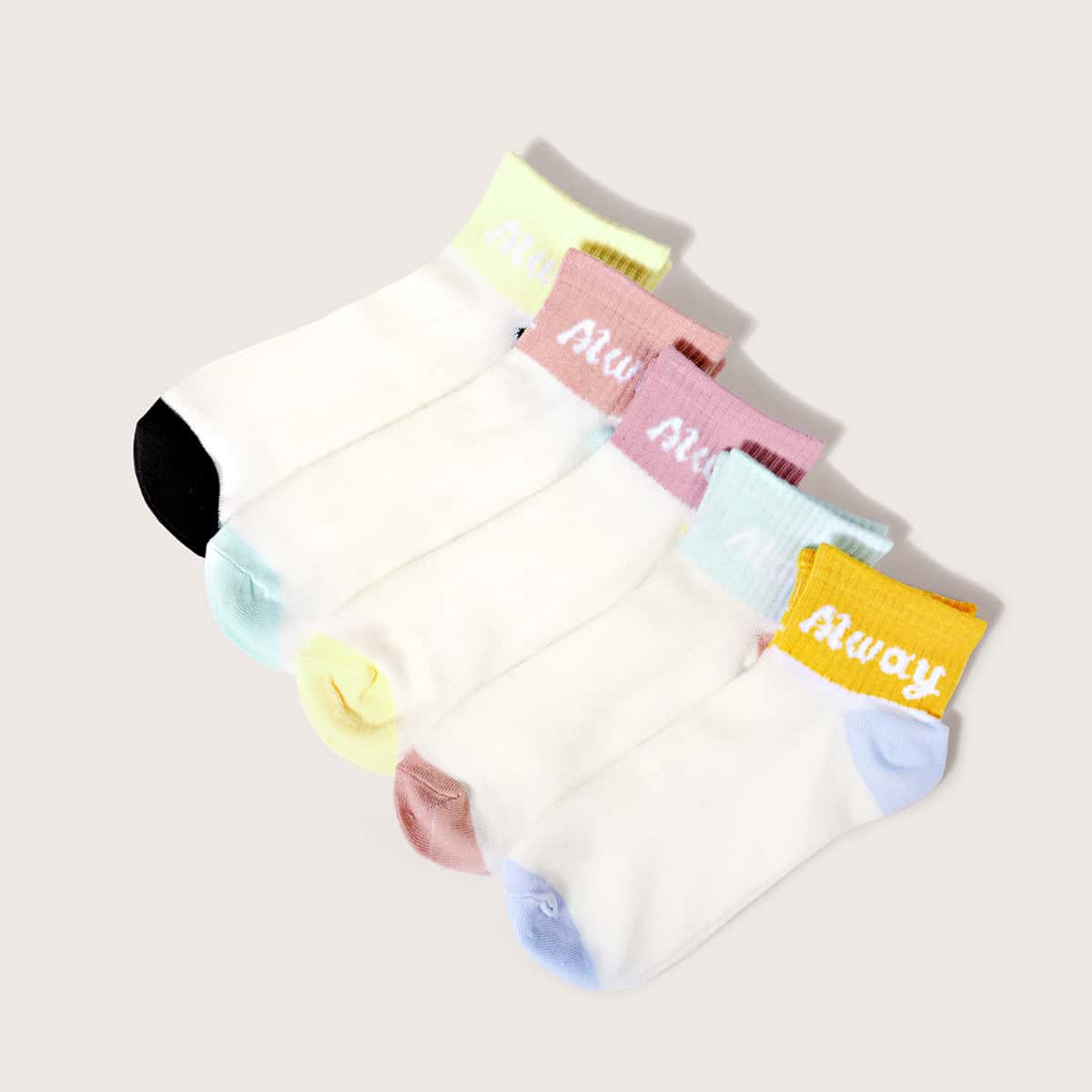 

5pairs Letter Graphic Socks, Multicolor
