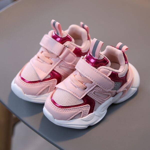 

Toddler Girls Mesh Panel Velcro Strap Sneakers, Pink