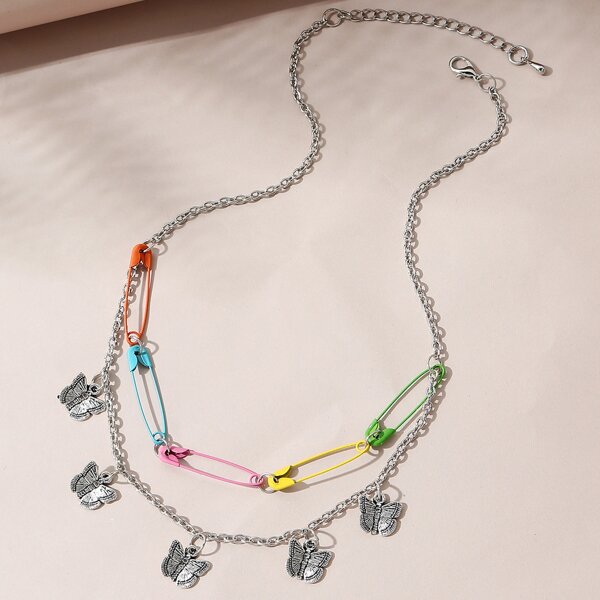 

Butterfly Charm Necklace, Multicolor