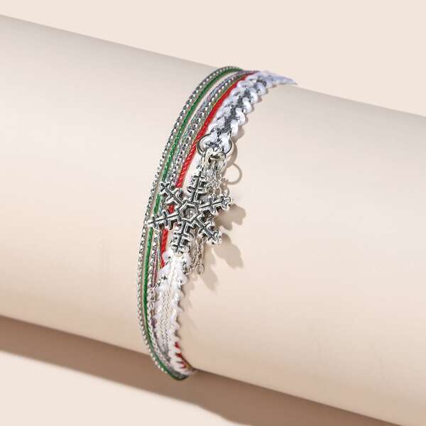 

Christmas Snowflake Decor Layered Bracelet, Multicolor
