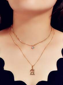 2 piezas collar con letra - Amarillo Oro - Ver 2