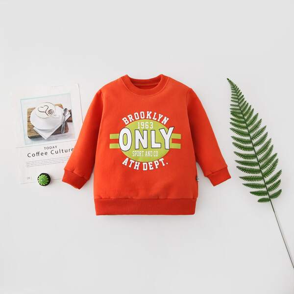 

Toddler Boys Letter And Graphic Print Sweatshirt, Orange